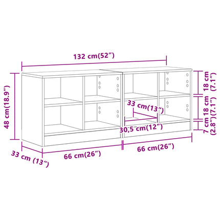 Sengeskab 2 stk. Sonoma-eg 66 x 33 x 48 cm Konstrueret træ