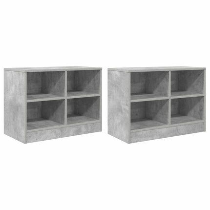 Sengeskab 2 pcs Betongrå 66 x 33 x 48 cm Konstrueret træ