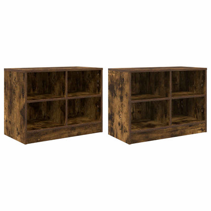 Sengeskab 2 pcs Røget eg 66 x 33 x 48 cm Konstrueret træ