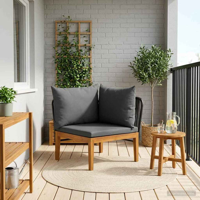 Havemøbel Hjørnesofa med Puder Massiv akacietræ & reb