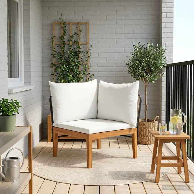 Havemøbel Hjørnesofa med Puder Massiv akacietræ & reb