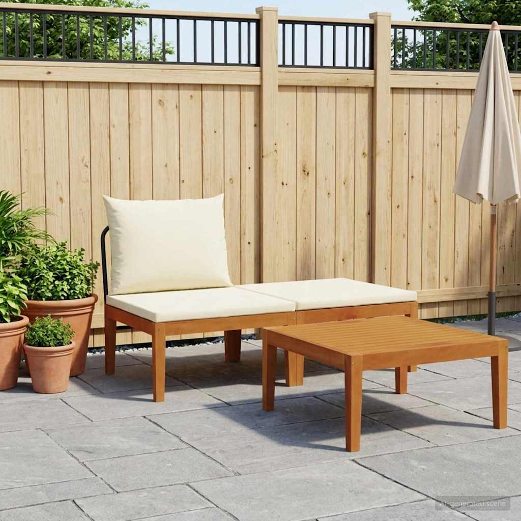 3 stk. Have Lounge St med Puder Massiv akacietr & reb