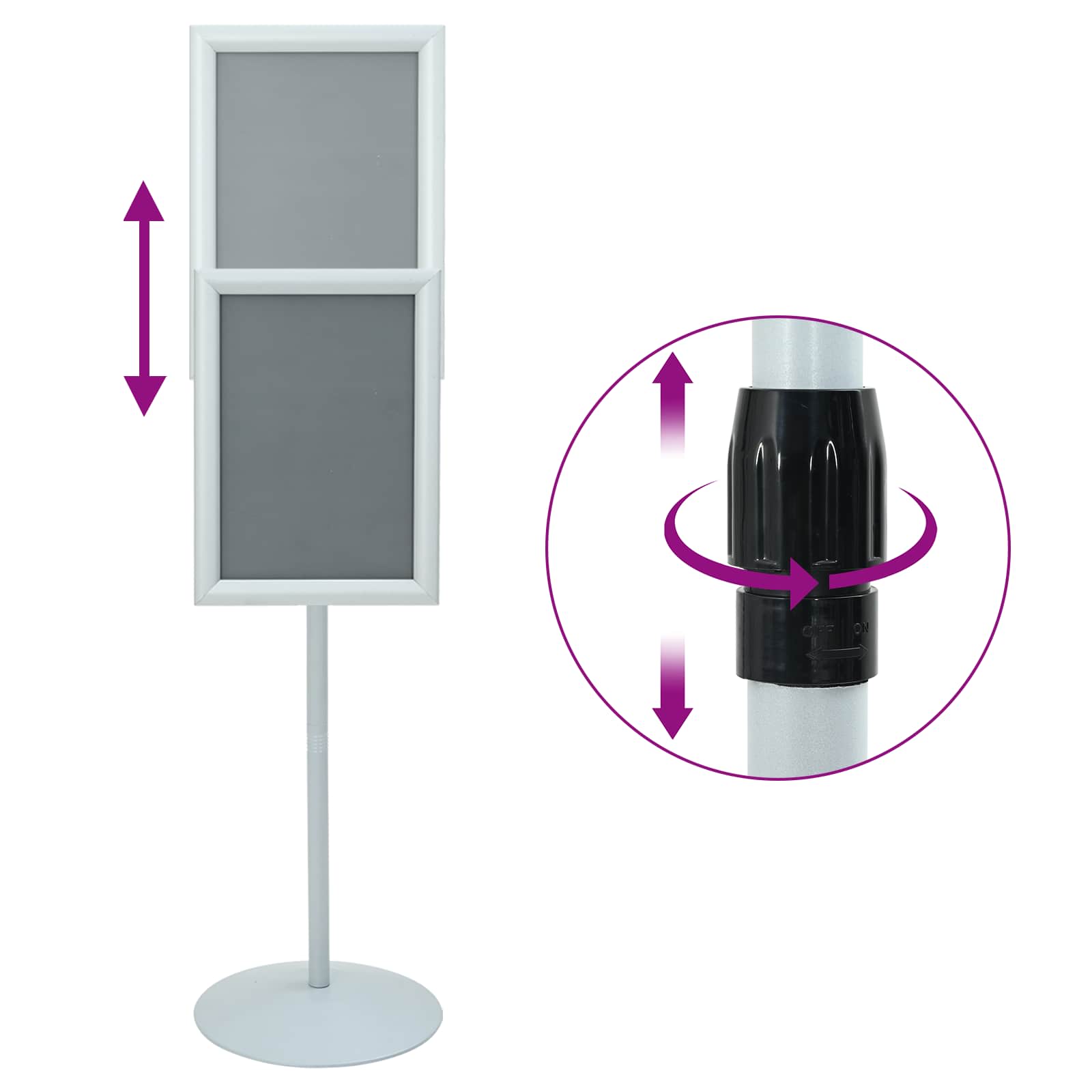 Pedestal Plakatstand Sølv 33 x 33 x 126 cm PVC og Stål