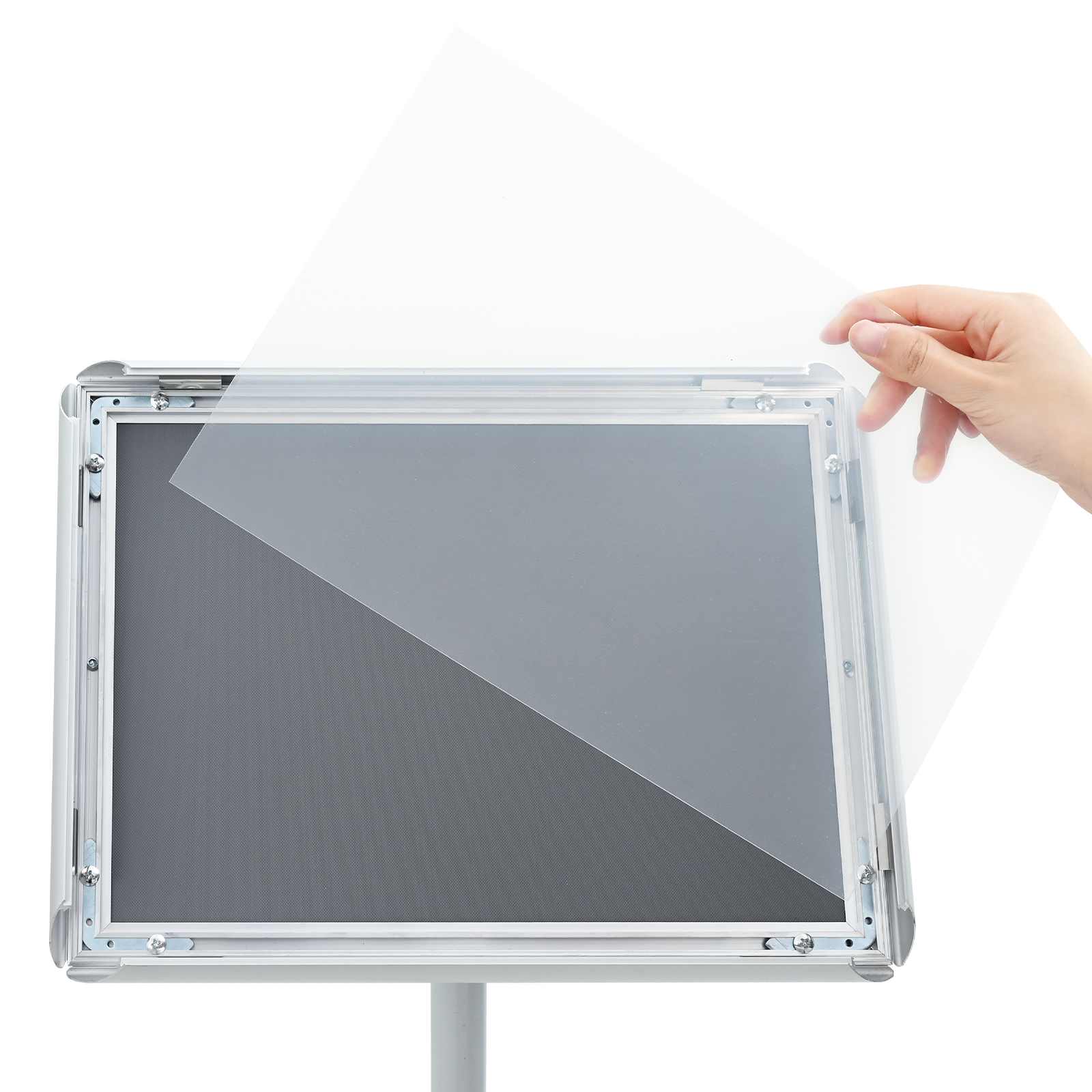 Pedestal Plakatstand Sølv 33 x 33 x 126 cm PVC og Stål