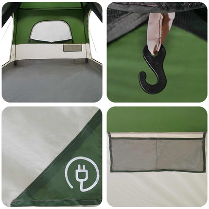 Familietelt med tag Grøn 320 x 210 x 180 cm Polyester