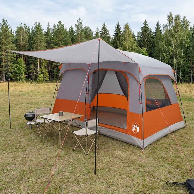 Familietelt 8-personers Grå og orange Polyester