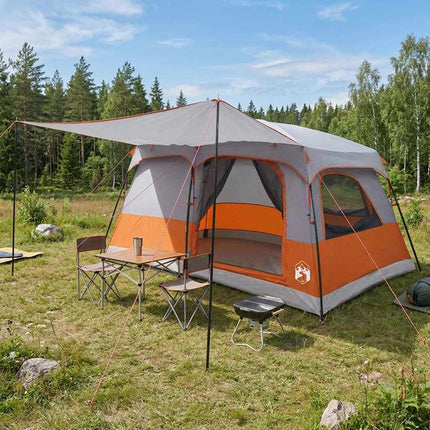 Familietelt Grå og orange 420 x 305 x 200 cm Polyester og Stål