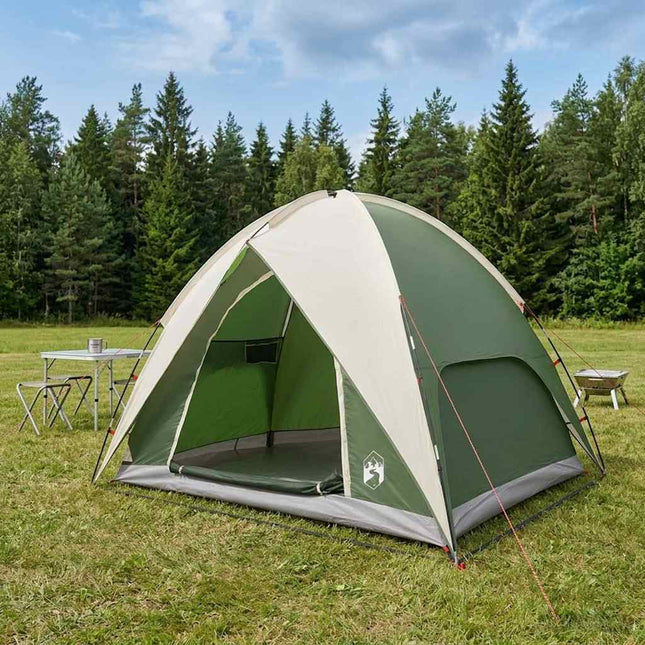 Camping telt med regnslag vandafvisende 4-personers Grøn