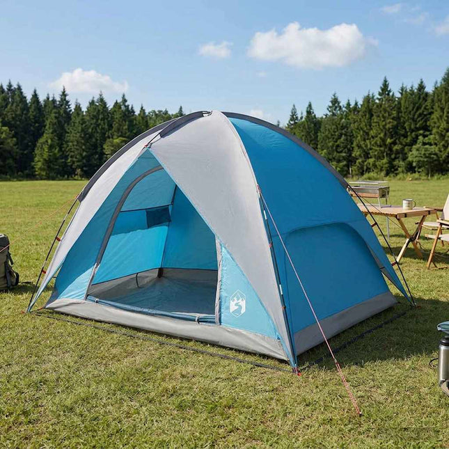 Camping telt med regnslag vandafvisende 4-personers Blå