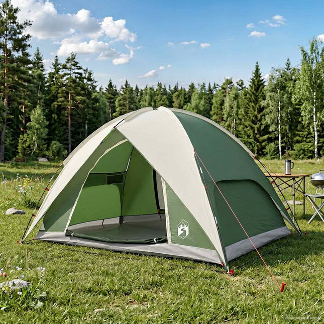 Camping telt med regnslag vandafvisende 4-personers Grøn