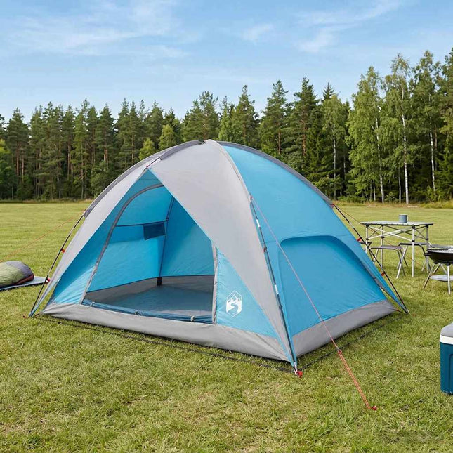 Camping telt med regnslag vandafvisende 4-personers Blå
