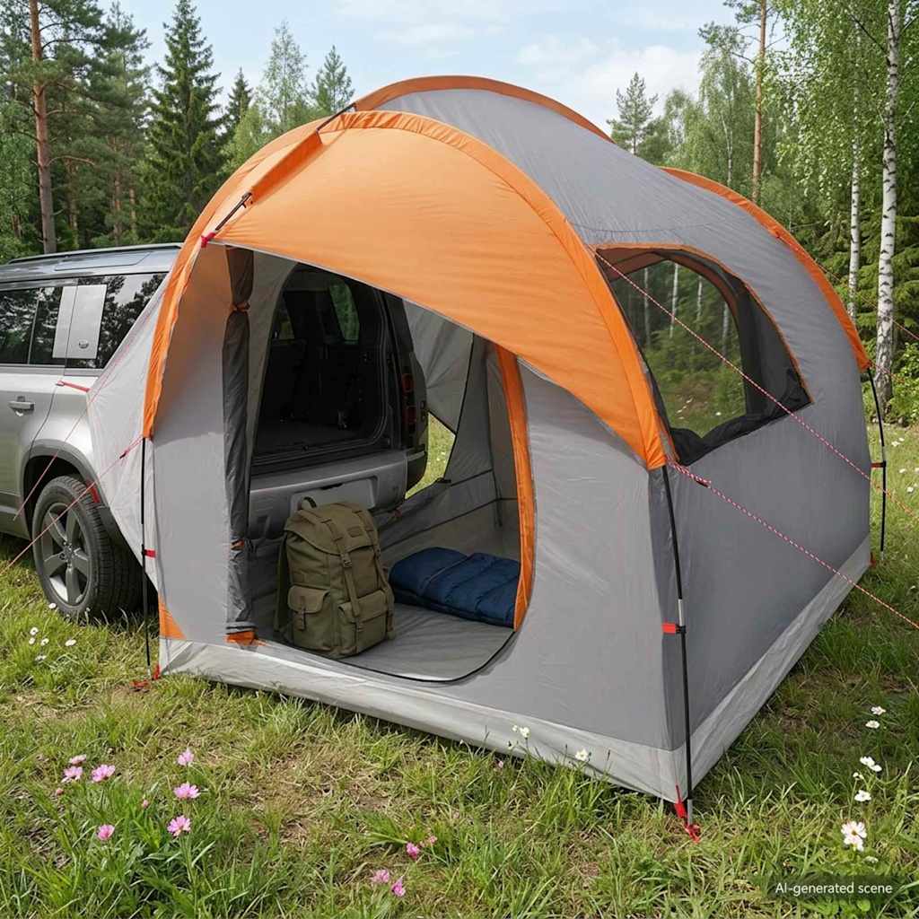 Bil telt - grå/orange 239 × 210 × 210 cm i polyester og stål