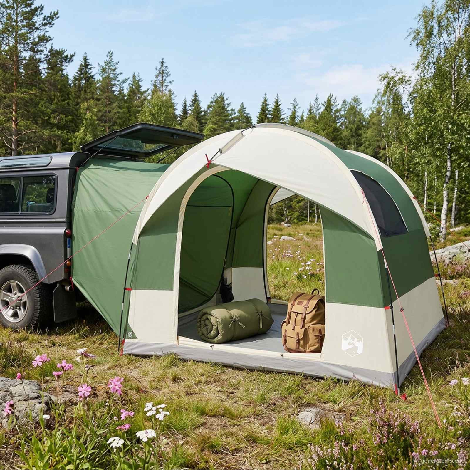 Bagagerums telt med regnklde vandafvisende Grn 4-personers