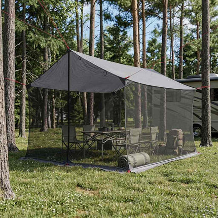 Camping tarp med mesh vægge Grå og orange 340 x 260 x 220 cm
