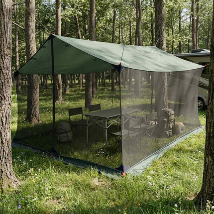 Camping tarp med mesh vægge Army Grøn 340 x 260 x 220 cm