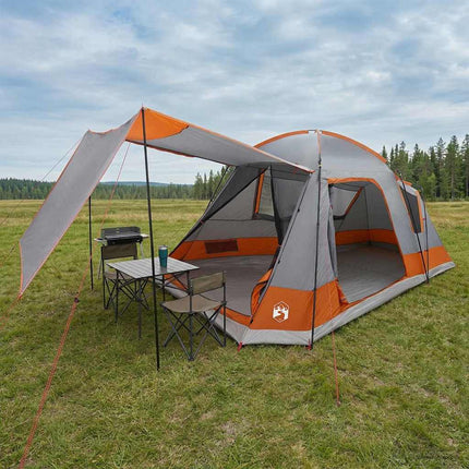 Hyttetelt med tag Grå og orange 8-personers Polyester og Stål