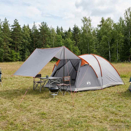 Hyttetelt med tag Grå og orange 6-personers Polyester og Stål