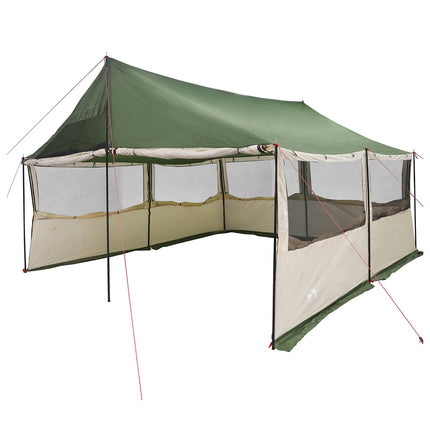 Familietelt med tag Grøn 450 x 400 x 265 cm Polyester og Stål