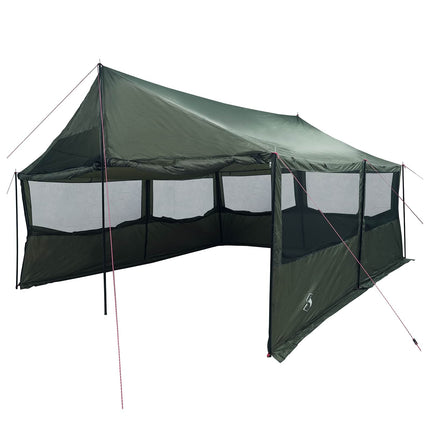 Familietelt Army grøn 450 x 400 x 265 cm Polyester og Stål