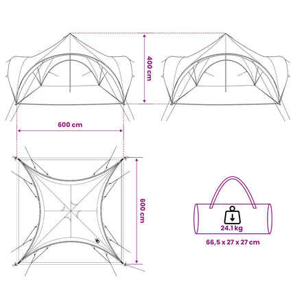 Party Tent Grå og orange 600 x 600 x 400 cm Polyester og Stål