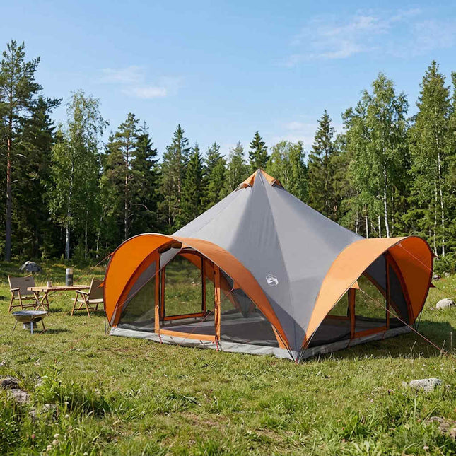 Tipi telt med tag Grå og orange 18-Personer Polyester og Stål