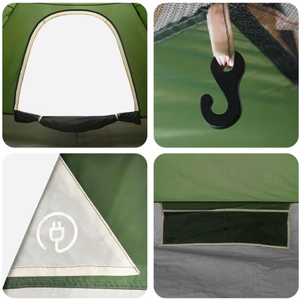Camping telt med tag med luftventil Grøn 190 x 140 x 105 cm