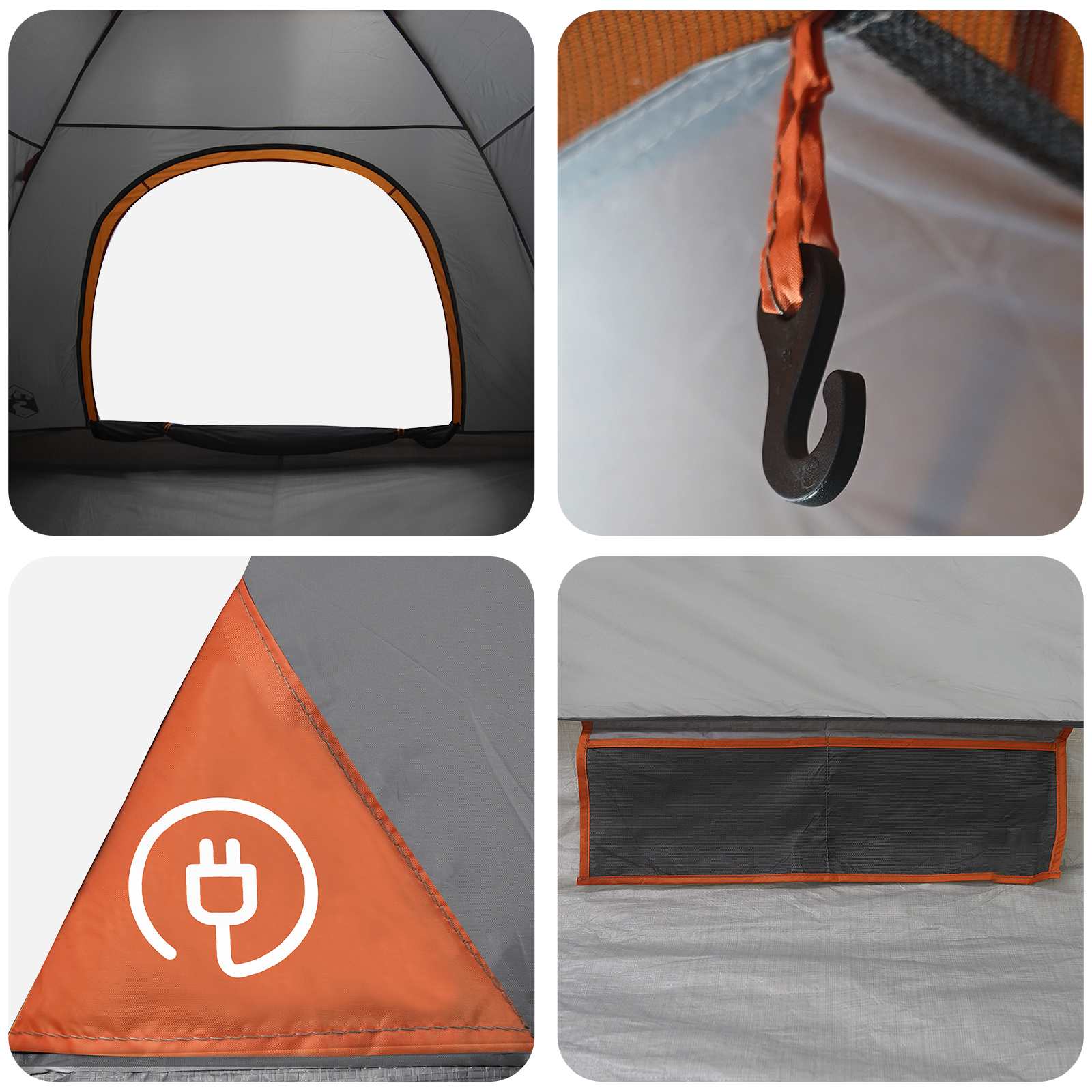 Camping telt med tag Grå og orange 275 x 215 x 125 cm