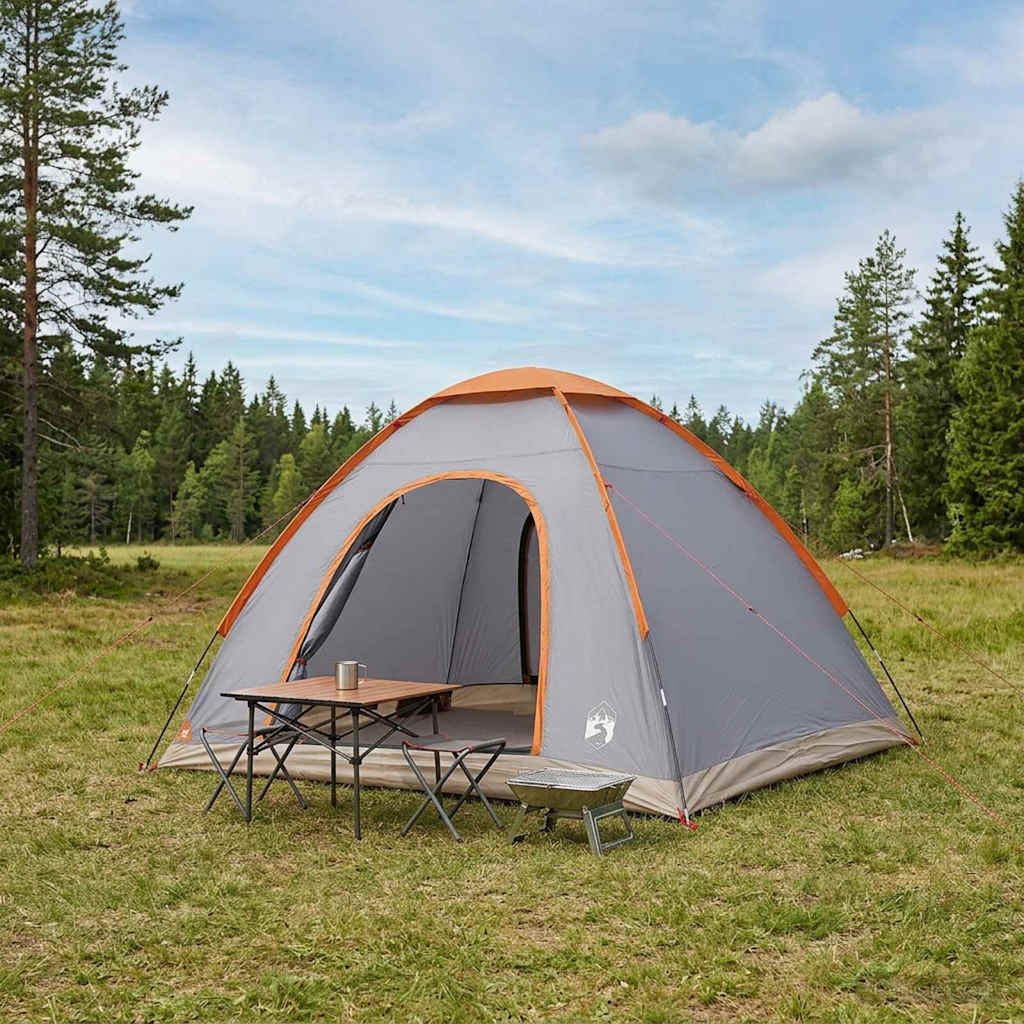 Camping telt med tag Grå og orange 275 x 215 x 125 cm billede