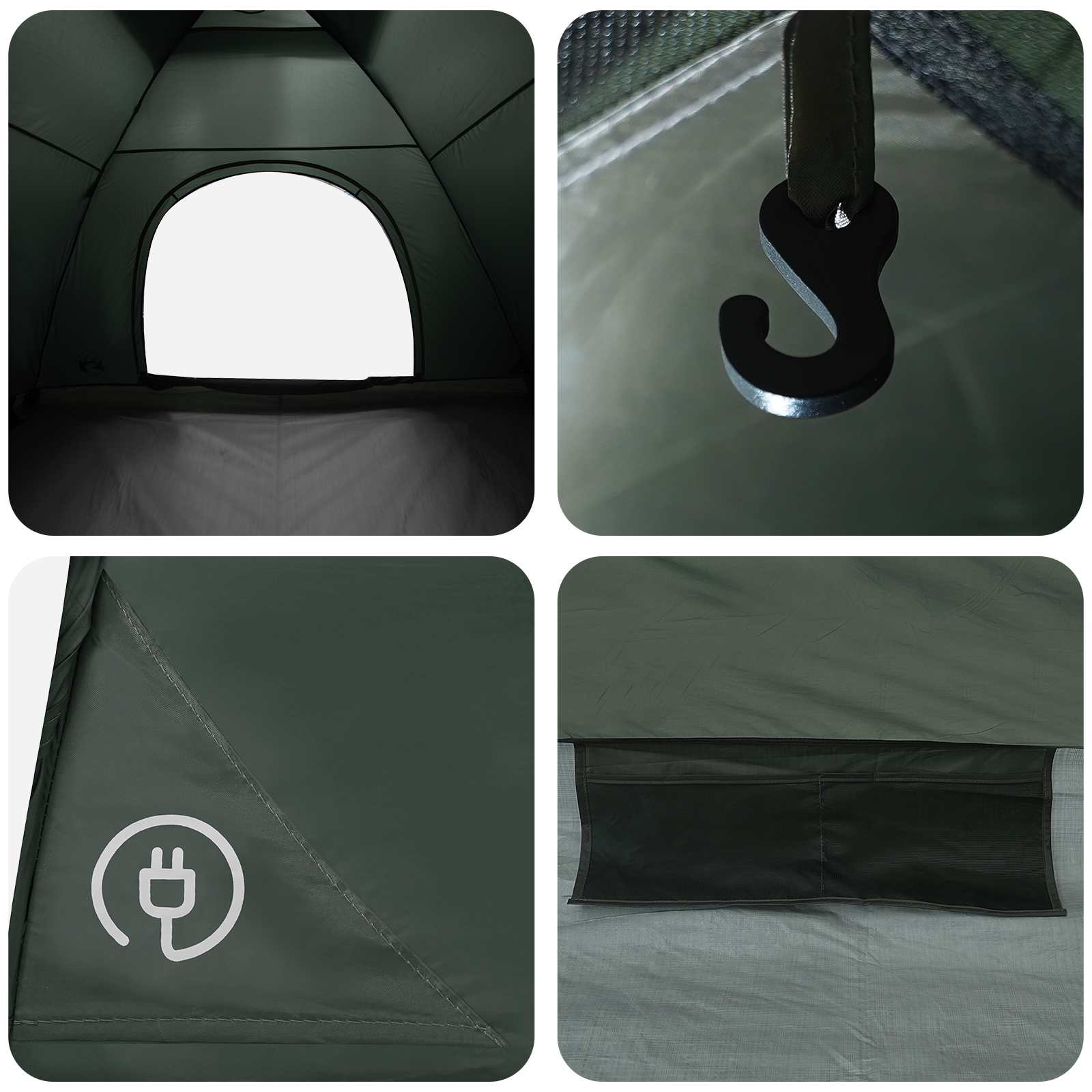 Camping telt med tag Army Grøn 275 x 215 x 125 cm