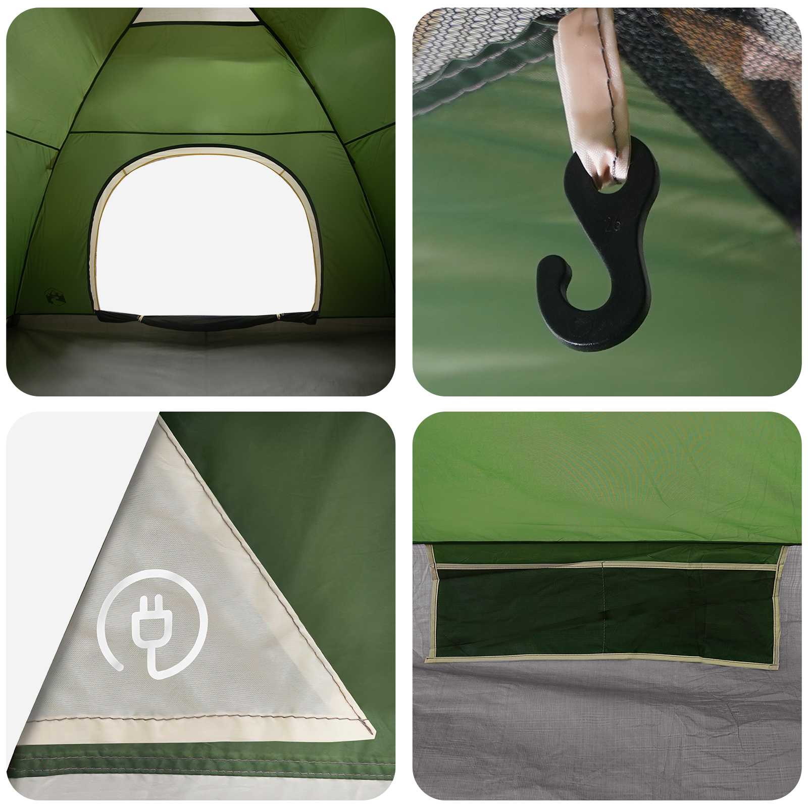 Camping telt med tag med luftventil Grøn 335 x 275 x 180 cm
