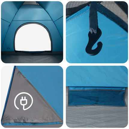 Camping telt 6-personers Blå 185T Polyester med PU belægning