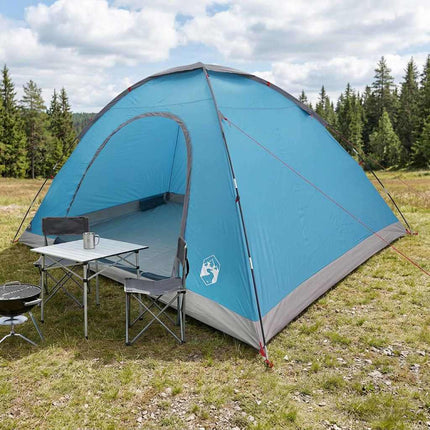 Camping telt 6-personers Blå 185T Polyester med PU belægning