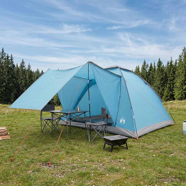 Camping telt med tag Blå 4-personers Polyester og Stål