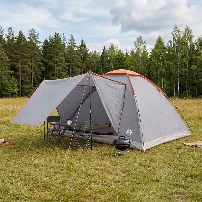 Camping telt 6-personers Grå og orange Polyester og Stål