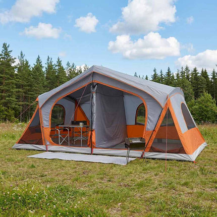 Hyttetelt Grå og orange 480 x 273 x 205 cm Polyester og Stål