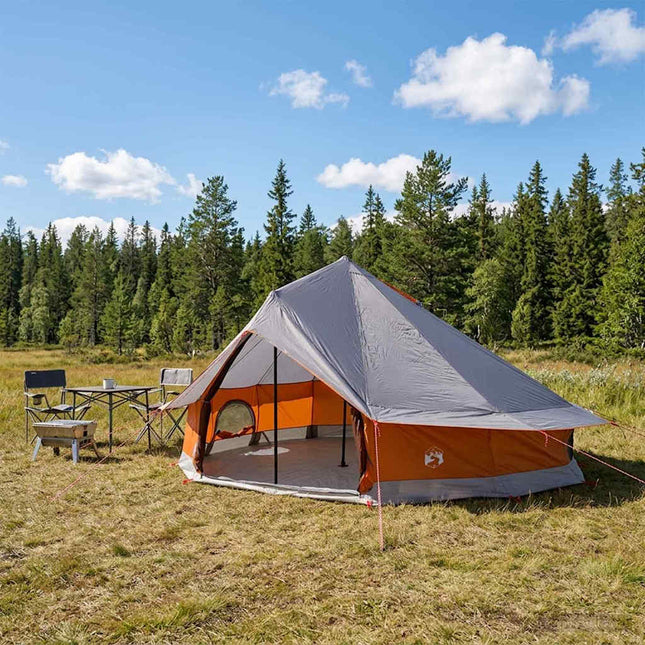 Tipi telt 20-personers Grå og orange Polyester og Stål