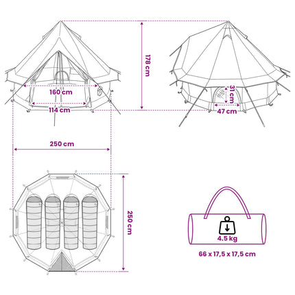 Tipi telt med tag Grøn 250 x 250 cm Polyester og Stål