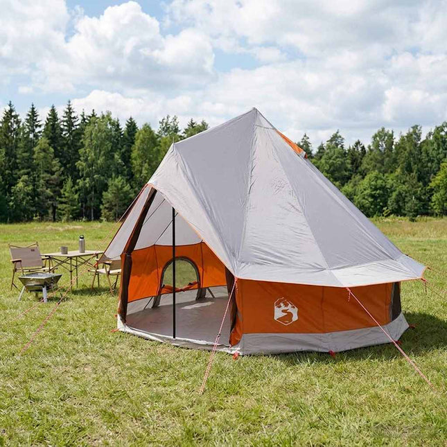 Tipi telt 4-personers Grå og orange Polyester og Stål