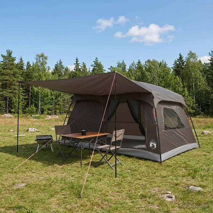 Familietelt Brun Grå 420 x 305 x 200 cm Polyester og Stål