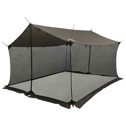 Camping tarp med mesh vægge Brun Grå 340 x 260 x 220 cm