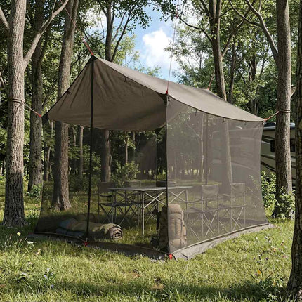Camping tarp med mesh vægge Brun Grå 270 x 210 x 210 cm