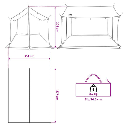 Camping tarp med mesh vægge Brun Grå 270 x 210 x 210 cm