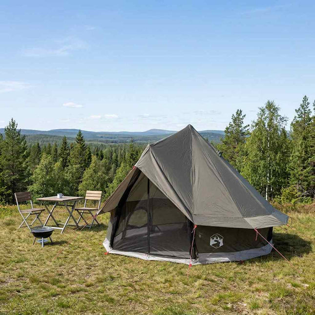 Tipi telt 4-personers Brun Grå Polyester og Stål