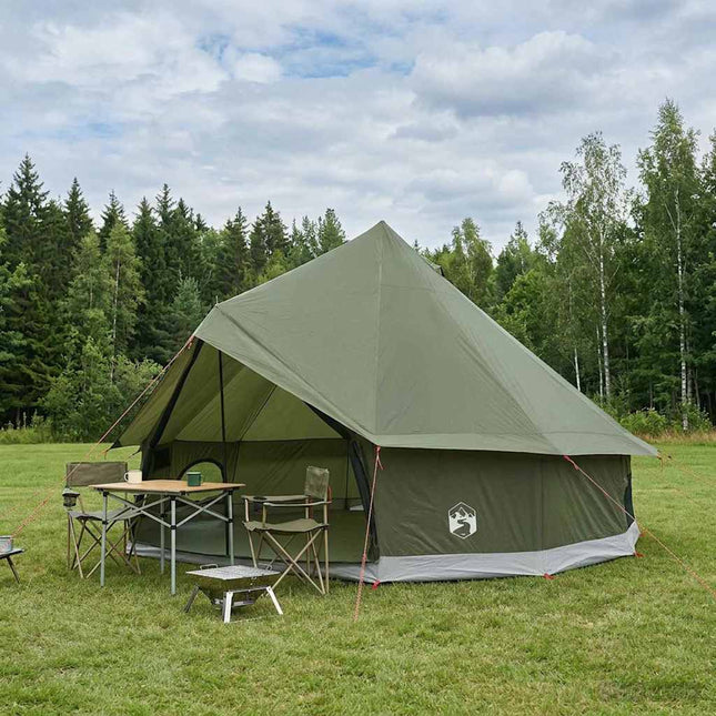 Tipi telt 6-personers Olivengrøn Polyester og Stål