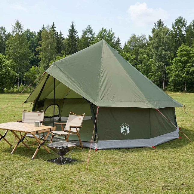 Tipi telt 8-personers Olivengrøn Polyester og Stål