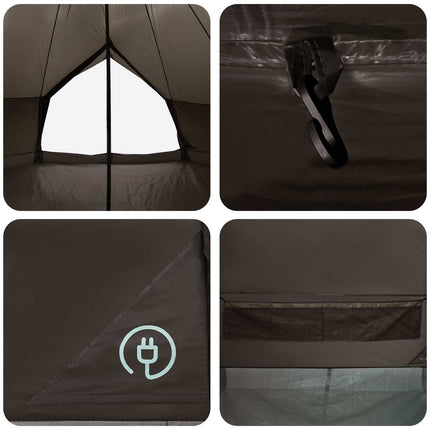 Tipi telt med tag Brun Grå 400 x 400 x 250 cm Polyester og Stål