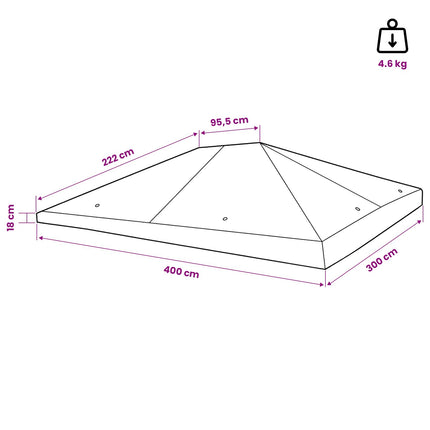 Gazebo Dække 300 x 400 cm Blå