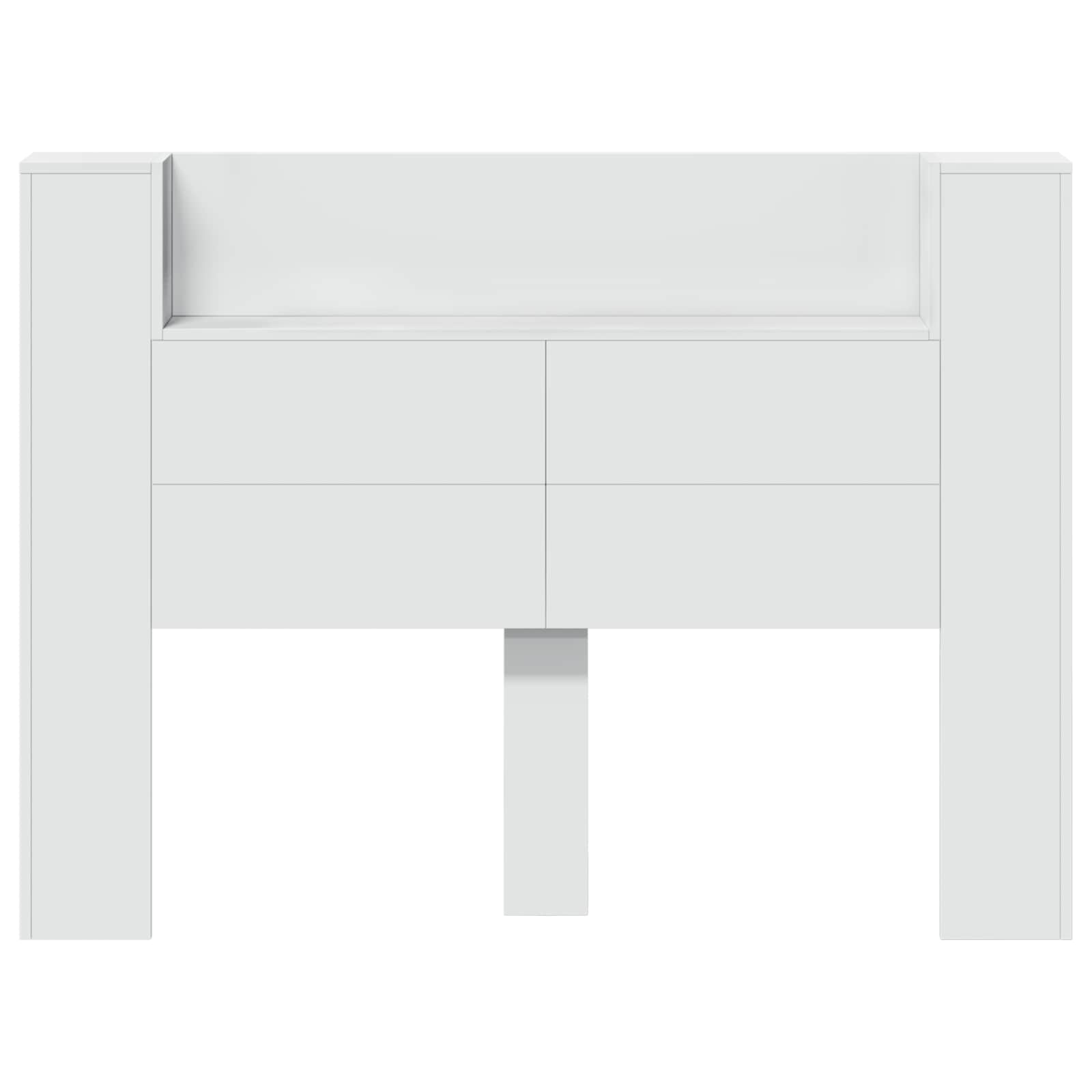Hovedgærde kabinet med LED med hylde Hvid 140 x 16,5 x 103,5 cm