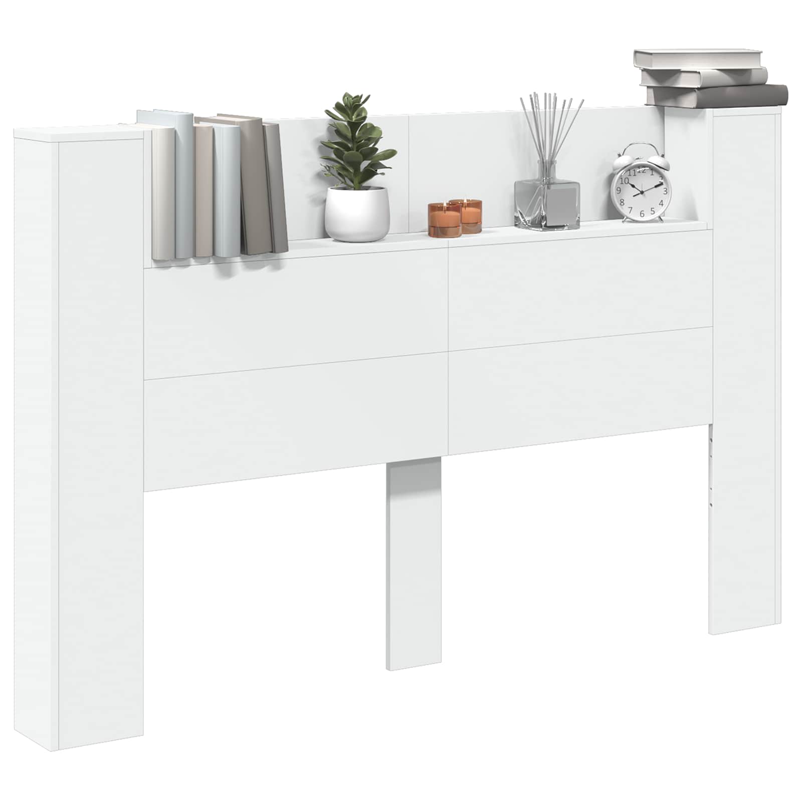 Hovedgærde kabinet med LED med hylde Hvid 160 x 16,5 x 103,5 cm