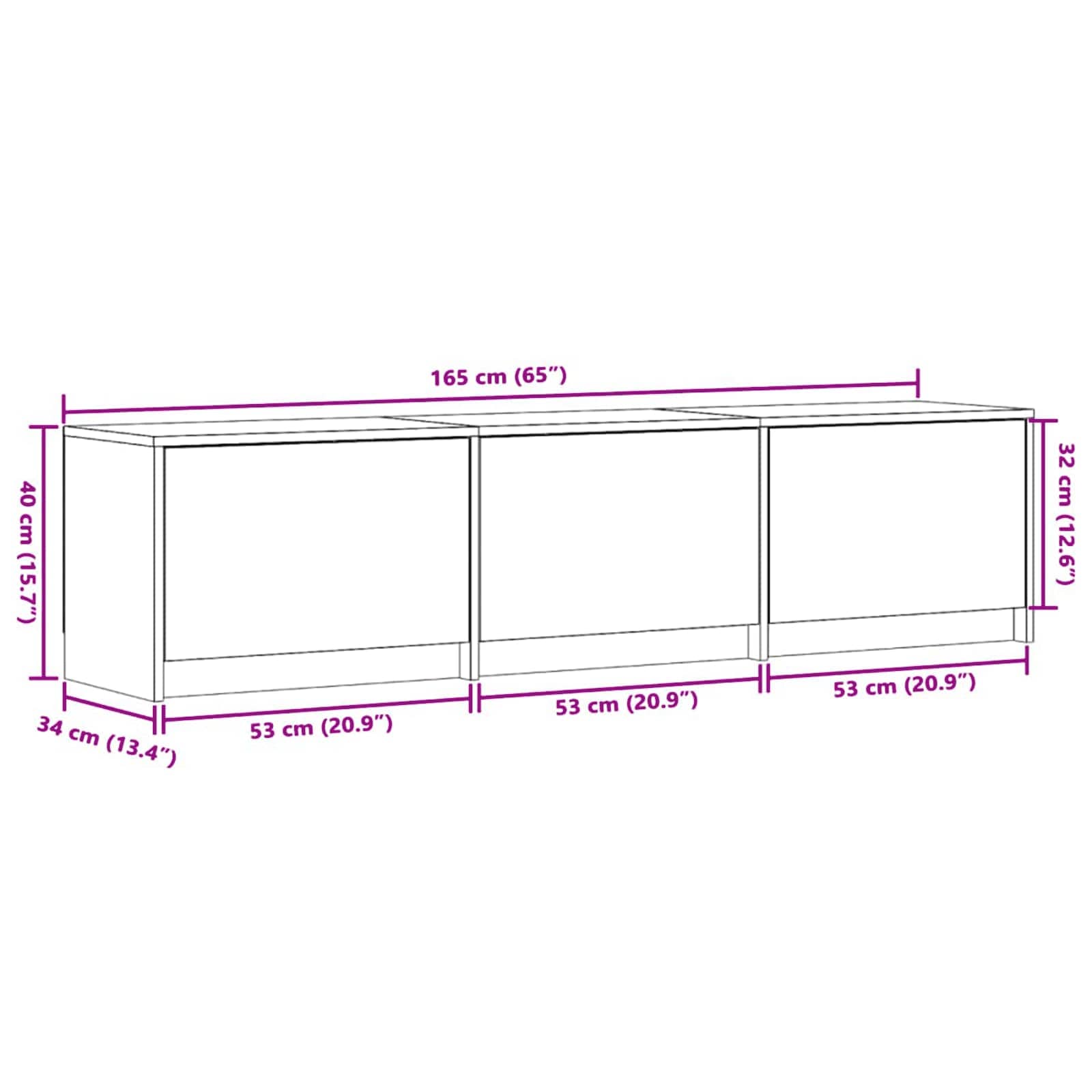 TV-skab med LED Beton 165 x 34 x 40 cm Konstrueret træ